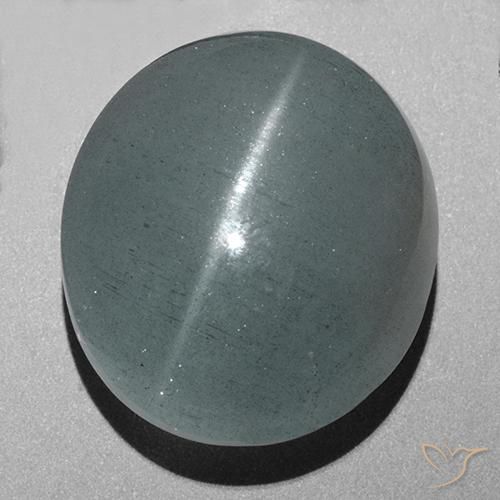 9,17 ctw natürlicher Graublaues Grün Katzenauge Aquamarin, Oval, Lichtdurchlässig