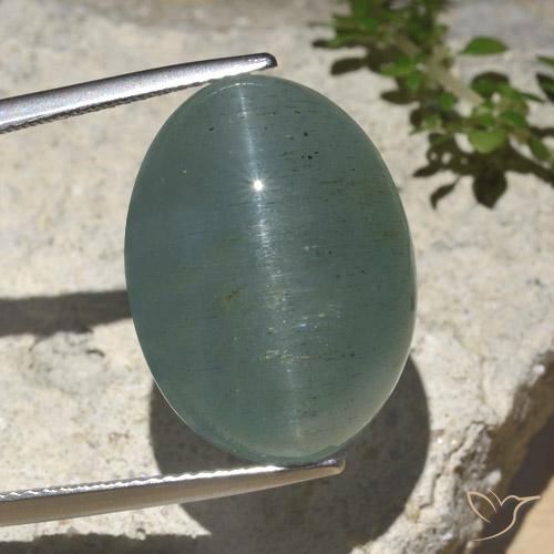 25.89ct Natürlicher hellgrün-blau Katzenauge Aquamarin, Oval, Lichtdurchlässig