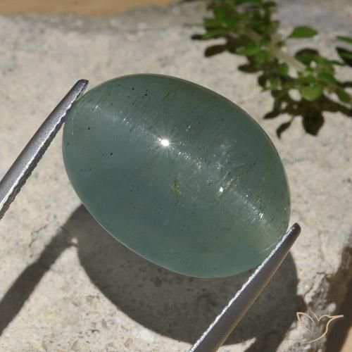 9,17 ctw natürlicher hellgrün-blau Katzenauge Aquamarin, Oval, Lichtdurchlässig