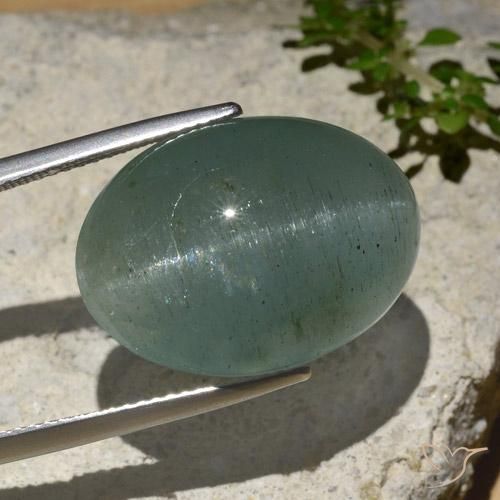9,17 ctw natürlicher hellgrün-blau Katzenauge Aquamarin, Oval, Lichtdurchlässig