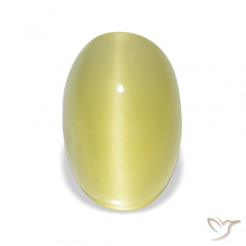 4.41ct Natürlicher hellgrünlich-gelb Katzenaugen-Beryll, Oval, Lichtdurchlässig