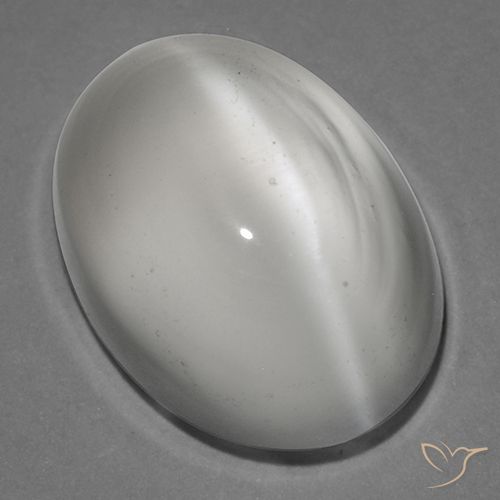 1.38ct Natürlicher Weiß Mondstein Katzenauge, Oval, Transparent