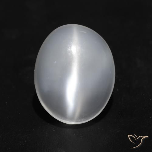 1.49ct Natürlicher Durchscheinendes Weiß Mondstein Katzenauge, Oval, Transparent