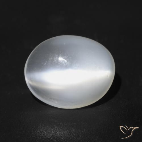 9,17 ctw natürlicher Durchscheinendes Weiß Mondstein Katzenauge, Oval, Transparent