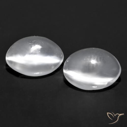 1,41 ct natürliche weißer Cat's Eye Moonstone-Edelsteine, Oval Schliff, Transparent