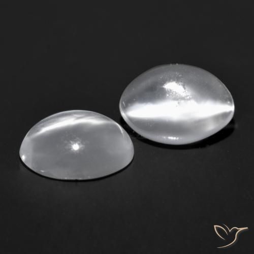 1,41 ct natürliche weißer Cat's Eye Moonstone-Edelsteine, Oval Schliff, Transparent