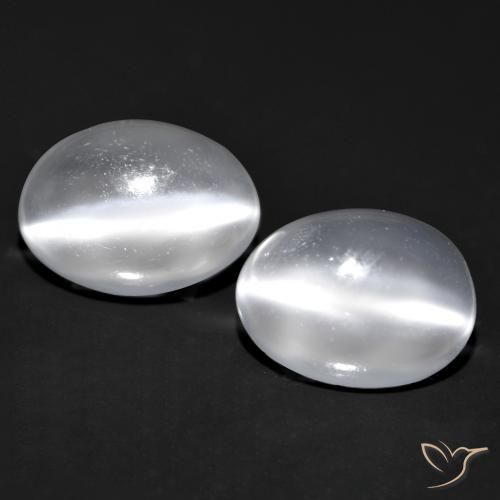 1.69ctw Natürlicher Klares Weiß Mondstein Katzenauge, Oval, Transparent
