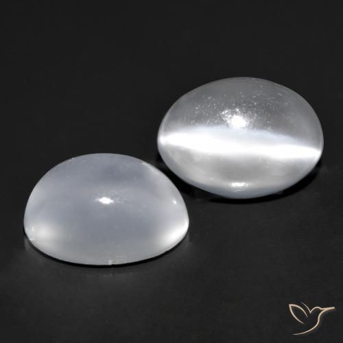 1.69 ct natürliche Klares Weiß Mondstein Katzenauge-Edelsteine, Oval, Transparent