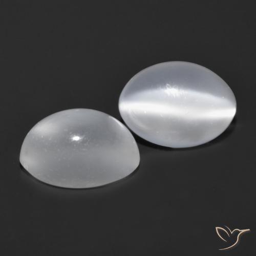 1.82 ct natürliche Weiß Mondstein Katzenauge-Edelsteine, Oval, Transparent