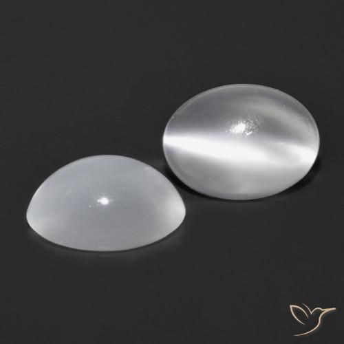 1.55 ct natürliche Weiß Mondstein Katzenauge-Edelsteine, Oval, Transparent
