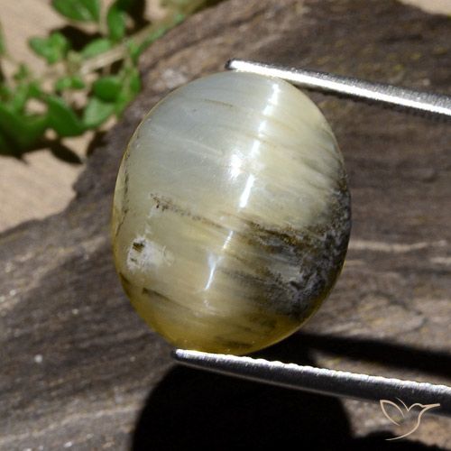 11.91ct Natürlicher Bräunliches Gelb Katzenaugenopal, Oval, Lichtundurchlässig