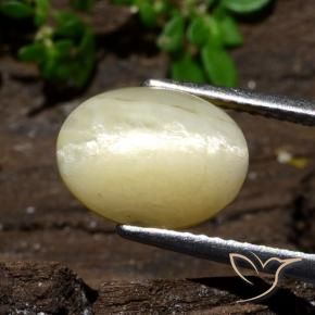 9,17 ctw natürlicher Warmes Off-White Katzenaugenopal, Oval, Lichtundurchlässig