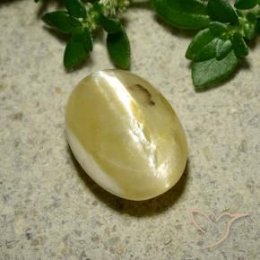 9,17 ctw natürlicher Cremegelb Katzenaugenopal, Oval, Lichtundurchlässig