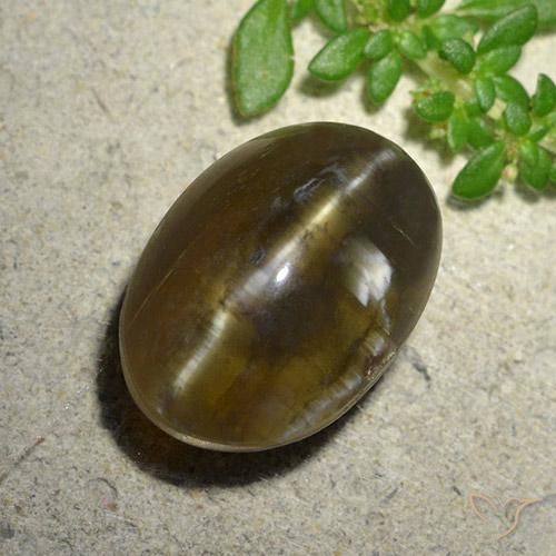 9,17 ctw natürlicher Mittel-Dunkelbraun Katzenaugenopal, Oval, Lichtdurchlässig