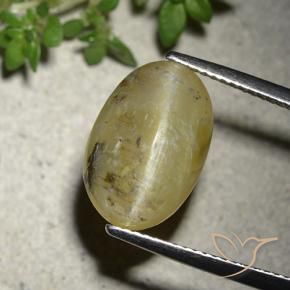 9,17 ctw natürlicher Mittelgelb Katzenaugenopal, Oval, Lichtdurchlässig