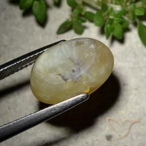 9,17 ctw natürlicher Mittelgelb Katzenaugenopal, Oval, Lichtdurchlässig