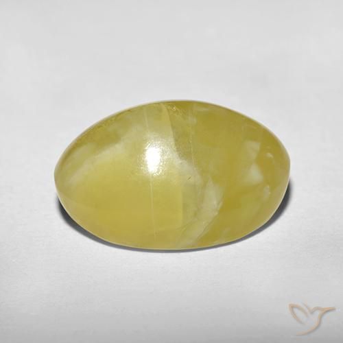9,17 ctw natürlicher Blasses Gelb Katzenaugenopal, Oval, Lichtdurchlässig
