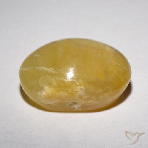 9,17 ctw natürlicher Mittelgelb Katzenaugenopal, Oval, Lichtdurchlässig