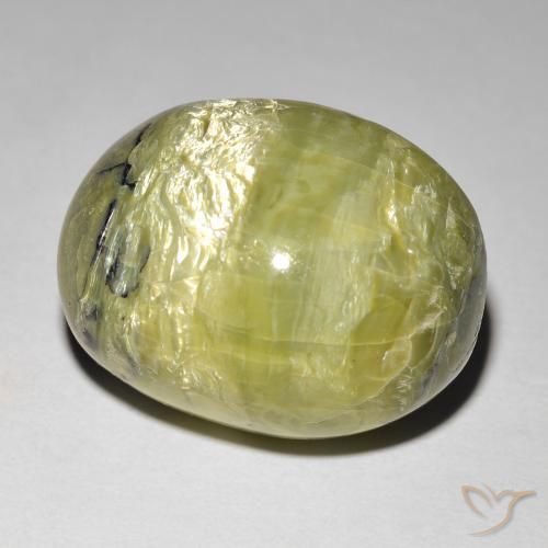 14.90ct Natürlicher Warmes Grün Katzenaugenopal, Oval, Lichtundurchlässig