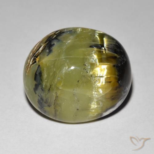 7.49ct Natürlicher Erde Grün Katzenaugenopal, Oval, Lichtundurchlässig