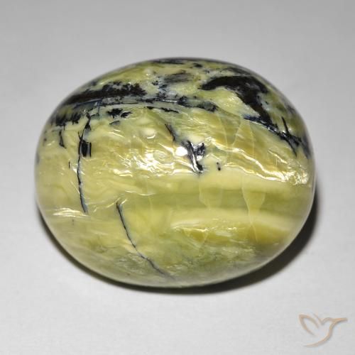 24.01ct Natürlicher Erde Grün Katzenaugenopal, Oval, Lichtundurchlässig