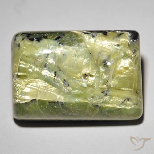 31.09ct Natürlicher Warmes Grün Katzenaugenopal, Baguette, Lichtundurchlässig