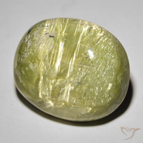 25.50ct Natürlicher Mittelgrün Katzenaugenopal, Oval, Lichtundurchlässig