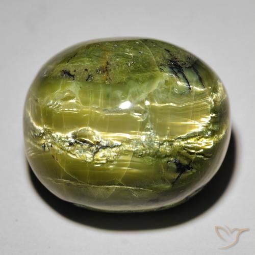38.09ct Natürlicher Erde Grün Katzenaugenopal, Oval, Lichtundurchlässig