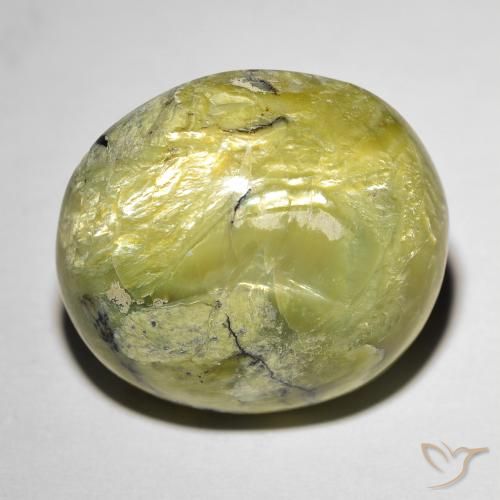 18.56ct Natürlicher Warmes Grün Katzenaugenopal, Oval, Lichtundurchlässig