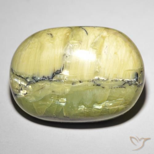 30.92ct Natürlicher Erde Grün Katzenaugenopal, Oval, Lichtundurchlässig