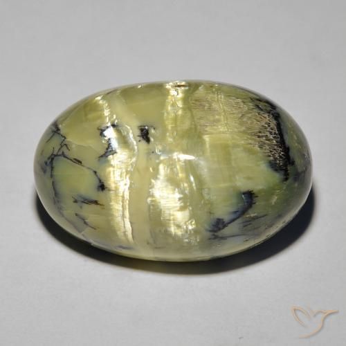 14.50ct Natürlicher Mittelgrün Katzenaugenopal, Oval, Lichtundurchlässig