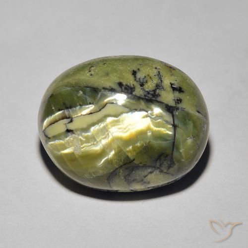 8.19ct Natürlicher gelblich-grün Katzenaugenopal, Oval, Lichtundurchlässig