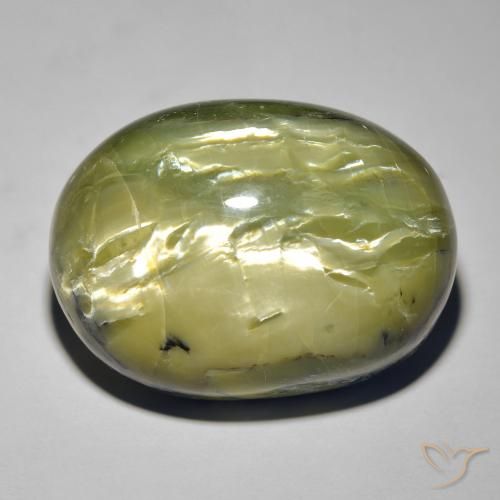 38.44ct Natürlicher Erde Grün Katzenaugenopal, Oval, Lichtundurchlässig