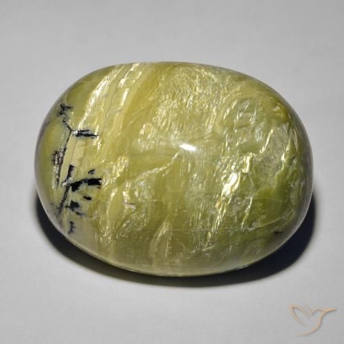 26.42ct Natürlicher Erde Grün Katzenaugenopal, Oval, Lichtundurchlässig