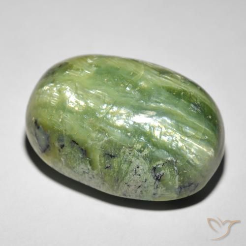 25.54ct Natürlicher Mittelgrün Katzenaugenopal, Oval, Lichtundurchlässig