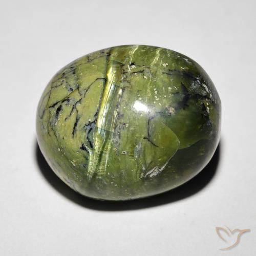 11.27ct Natürlicher Erde Grün Katzenaugenopal, Oval, Lichtundurchlässig