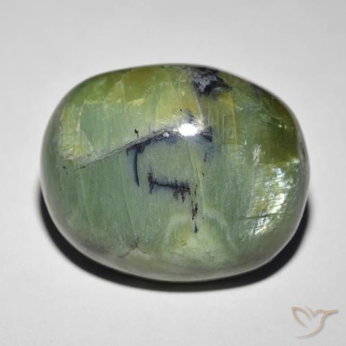 18.89ct Natürlicher Erde Grün Katzenaugenopal, Oval, Lichtundurchlässig