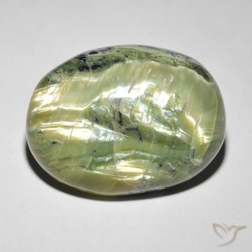 14.58ct Natürlicher gelblich-grün Katzenaugenopal, Oval, Lichtundurchlässig