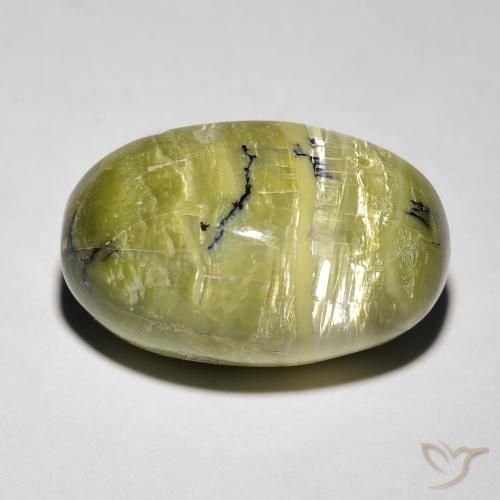 8.46ct Natürlicher Erde Grün Katzenaugenopal, Oval, Lichtundurchlässig