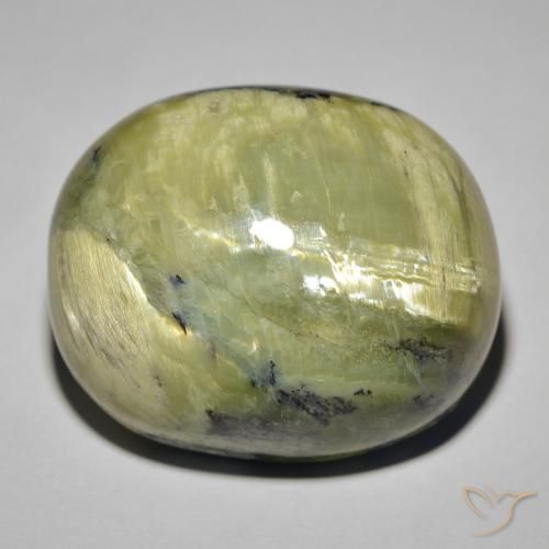 41.82ct Natürlicher gelblich-grün Katzenaugenopal, Oval, Lichtundurchlässig