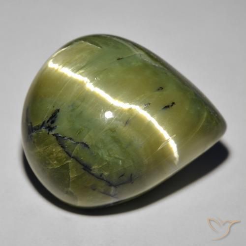 29.45ct Natürlicher bräunlich-grün Katzenaugenopal, Birnenform, Lichtundurchlässig