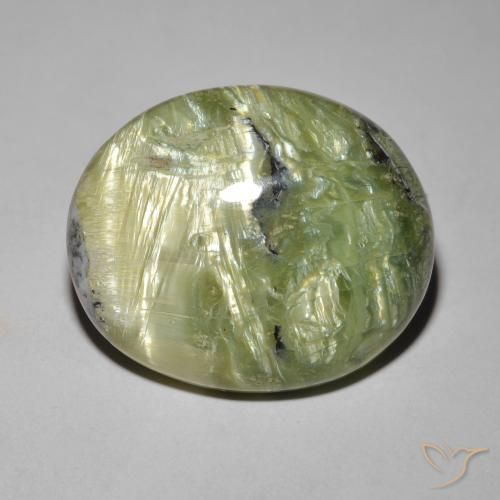 16.89ct Natürlicher Erde Grün Katzenaugenopal, Oval, Lichtundurchlässig