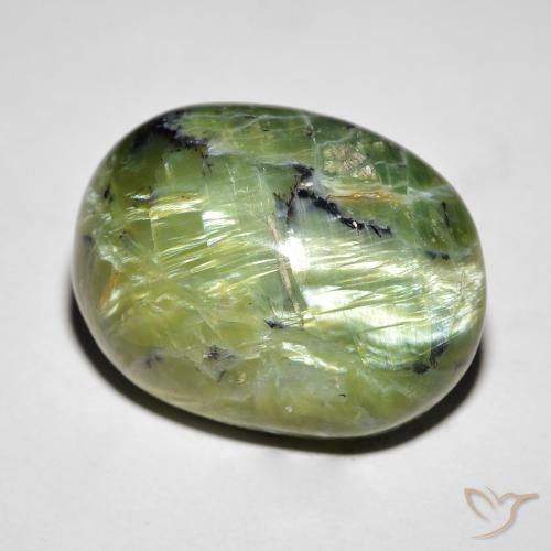 14.55ct Natürlicher Mittelgrün Katzenaugenopal, Oval, Lichtundurchlässig