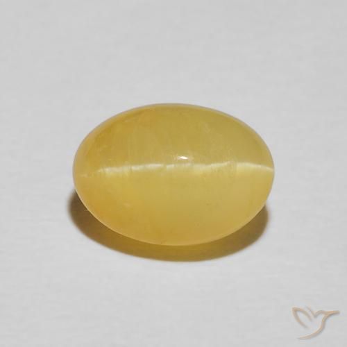 2.21ct Natürlicher Warmes Gelb Katzenaugenopal, Oval, Lichtundurchlässig