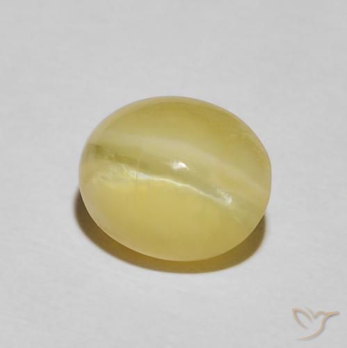9,17 ctw natürlicher Blasses Gelb Katzenaugenopal, Oval, Lichtundurchlässig