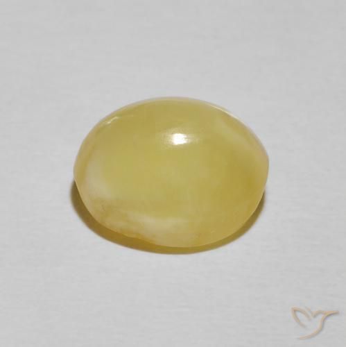 9,17 ctw natürlicher Blasses Gelb Katzenaugenopal, Oval, Lichtundurchlässig