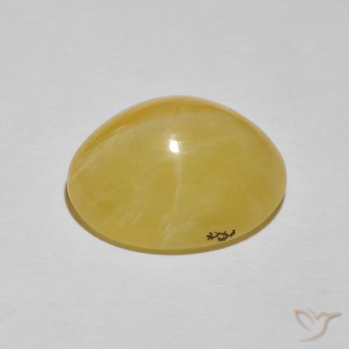 9,17 ctw natürlicher Blasses Gelb Katzenaugenopal, Oval, Lichtundurchlässig