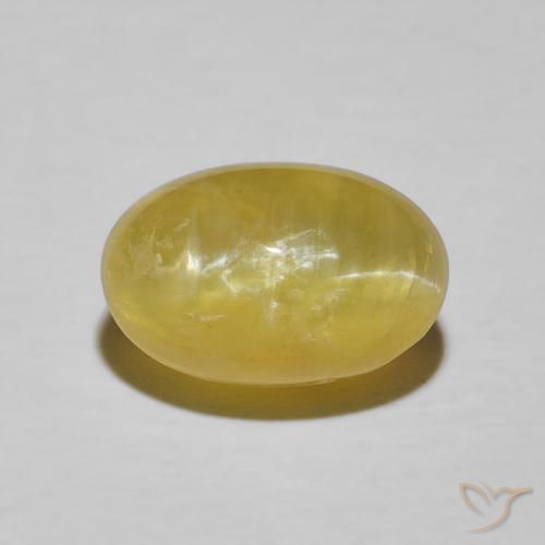 3.78ct Natürlicher hellgelb Katzenaugenopal, Oval, Lichtundurchlässig