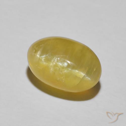 9,17 ctw natürlicher hellgelb Katzenaugenopal, Oval, Lichtundurchlässig