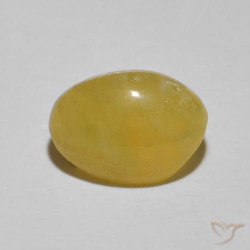9,17 ctw natürlicher hellgelb Katzenaugenopal, Oval, Lichtundurchlässig